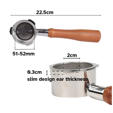 Measurement chart of a coffee brewing device with dimensions labeled.